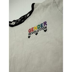 Daisy Street Gender Revolution Tee White Ringer T Shirt Size M Graphic